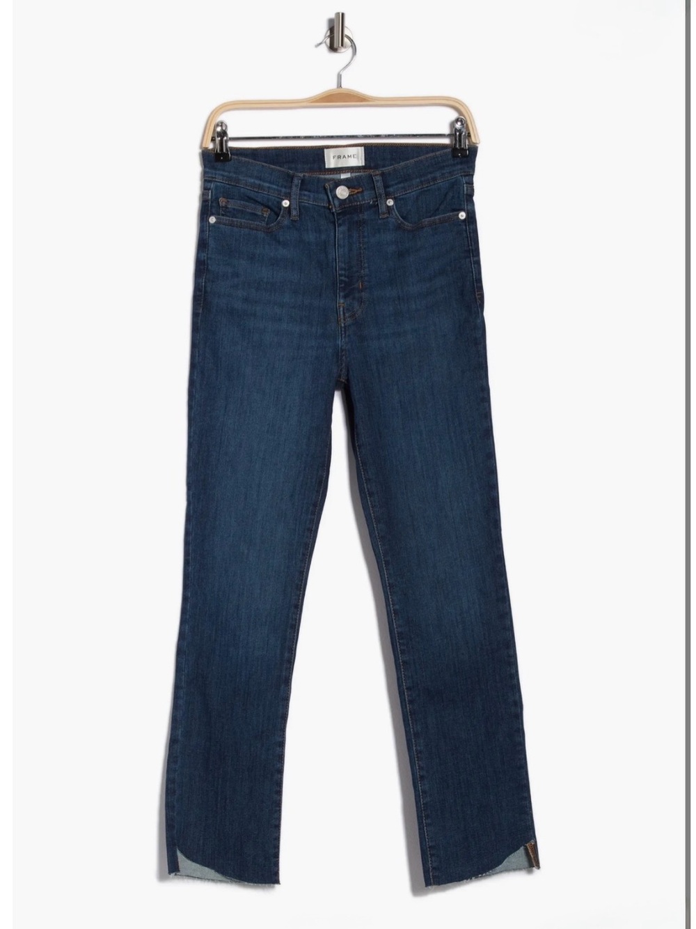 Frame Denim Le High Straight Cascade Hem Dark Wash Size 27 NWT